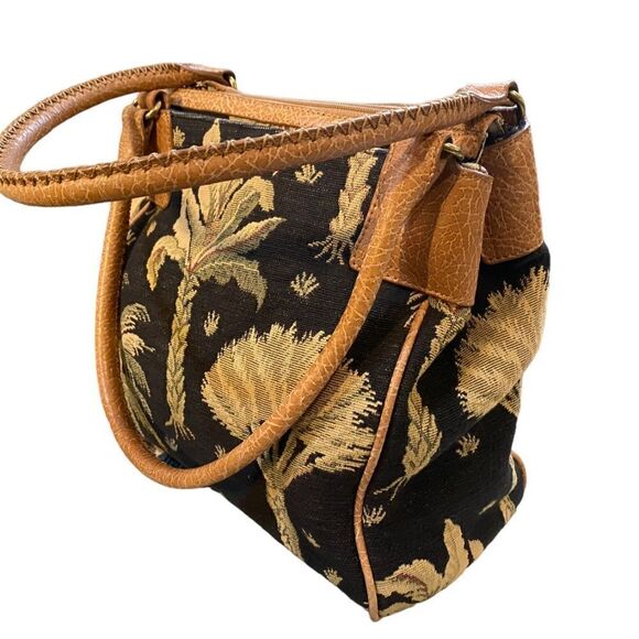 TOMMY BAHAMA TROPICAL PALM UPHOLSTRY FABRIC DUAL STRAPS TOP ZIP LARGE INSIDE - Picture 4 of 10